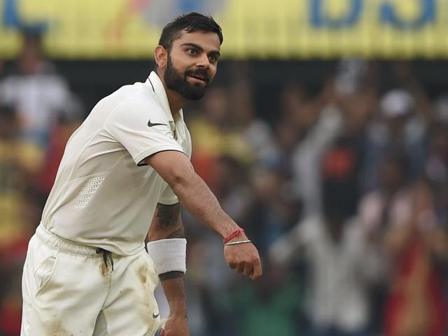 Kohli celebrates his hundred. (AFP) 