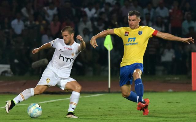 Kerala Blasters (in yellow) lost their opener to Northeast United FC before going down to Atletico de Kolkata at home. (AFP) Kerala Blasters (in yellow) lost their opener to Northeast United FC before going down to Atletico de Kolkata at home. (AFP)