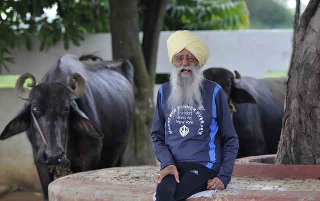 Fauja Singh, 105, at his village in Jalandhar. (Keshav Singh/HT Photo) Fauja Singh, 105, at his village in Jalandhar. (Keshav Singh/HT Photo)
