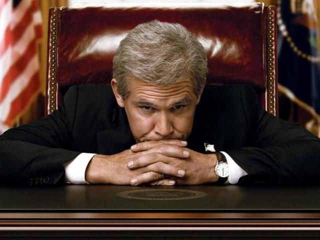 Josh Brolin played George W Bush in Oliver Stone’s second presidential biopic on American presidents (JFK wasn’t a biopic). The poster explains it all. Josh Brolin played George W Bush in Oliver Stone’s second presidential biopic on American presidents (JFK wasn’t a biopic). The poster explains it all.