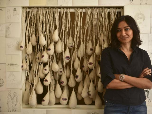 Mumbai-based artist Dhruvi Acharya reveals that she learnt about mythology and the Indian history by reading comic books like the Amar Chitra Katha. (Arijit Sen/HT Photo) Mumbai-based artist Dhruvi Acharya reveals that she learnt about mythology and the Indian history by reading comic books like the Amar Chitra Katha. (Arijit Sen/HT Photo)