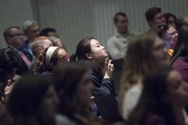 Viewers at a watch party at the University of Cincinnati (AP) Viewers at a watch party at the University of Cincinnati (AP)