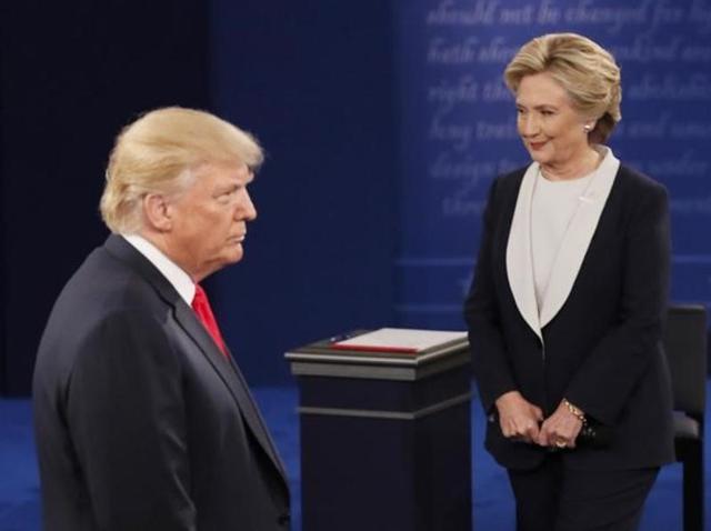 US presidential nominees Republican Donald Trump and Democrat Hillary Clinton at the townhall presidential debate at Washington University in St. Louis, Missouri, October 9, 2016. (Reuters) US presidential nominees Republican Donald Trump and Democrat Hillary Clinton at the townhall presidential debate at Washington University in St. Louis, Missouri, October 9, 2016. (Reuters)