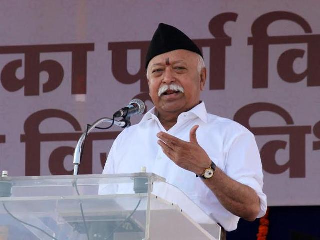 RSS chief Mohan Bhagwat addresses volunteers on the organisation’s foundation day, in Nagpur.(HT Photo) RSS chief Mohan Bhagwat addresses volunteers on the organisation’s foundation day, in Nagpur.(HT Photo)