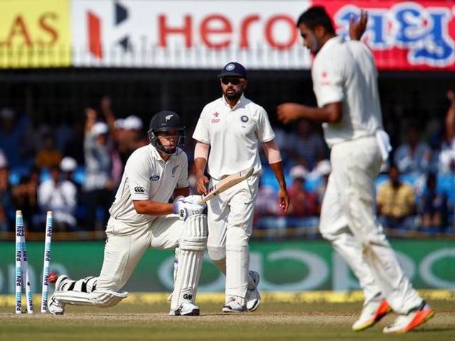 New Zealand's Ross Taylor is bowled by Ravichandran Ashwin. (Reuters) New Zealand's Ross Taylor is bowled by Ravichandran Ashwin. (Reuters)