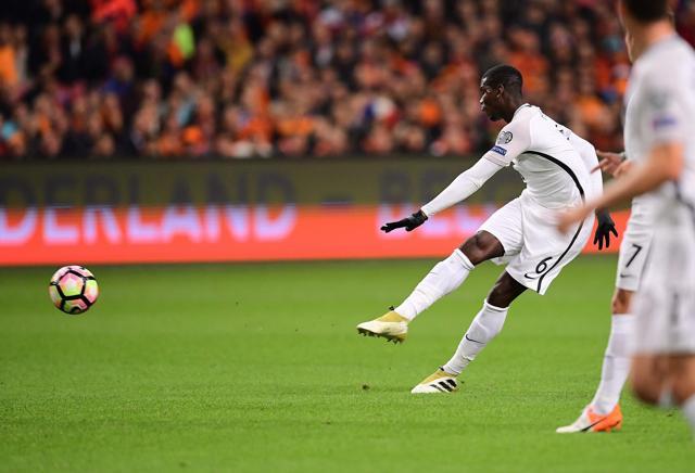 France's Paul Pogba shoots to score a goal during the FIFA World Cup 2018 qualifying football match. (AFP Photo) France's Paul Pogba shoots to score a goal during the FIFA World Cup 2018 qualifying football match. (AFP Photo)