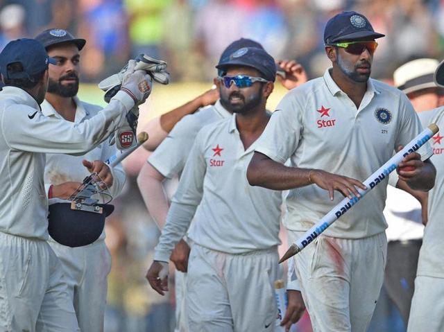 India players walk off the pitch after the win. (PTI) India players walk off the pitch after the win. (PTI)