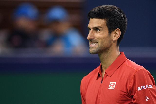 Djokovic reacts after a point against Fognini. (AFP) Djokovic reacts after a point against Fognini. (AFP)