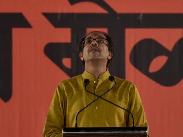 Sena chief Uddhav Thackeray at the Dussehra rally. (Hindustan Times) Sena chief Uddhav Thackeray at the Dussehra rally. (Hindustan Times)