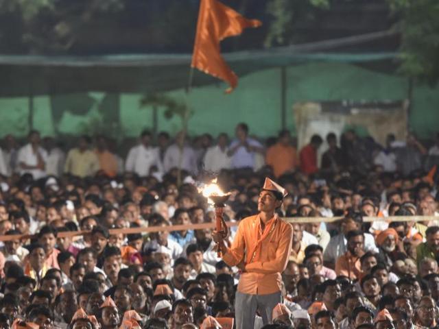 The crowd at the rally at Shivaji Park, Dadar. (KUNAL PATIL/HT) The crowd at the rally at Shivaji Park, Dadar. (KUNAL PATIL/HT)