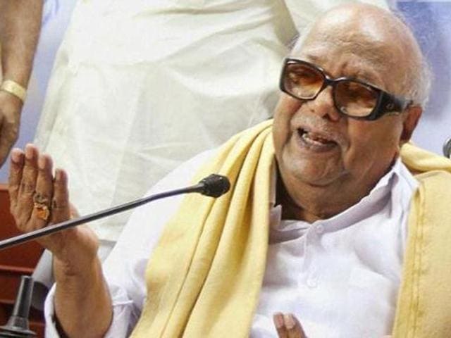 DMK chief M Karunanidhi said ‘a former AIADMK MP’ had herself recently raised doubts that ‘some people around Jayalalithaa may forge her signature to nominate a deputy general secretary to the party and to run the government’. (HT photo) DMK chief M Karunanidhi said ‘a former AIADMK MP’ had herself recently raised doubts that ‘some people around Jayalalithaa may forge her signature to nominate a deputy general secretary to the party and to run the government’. (HT photo)