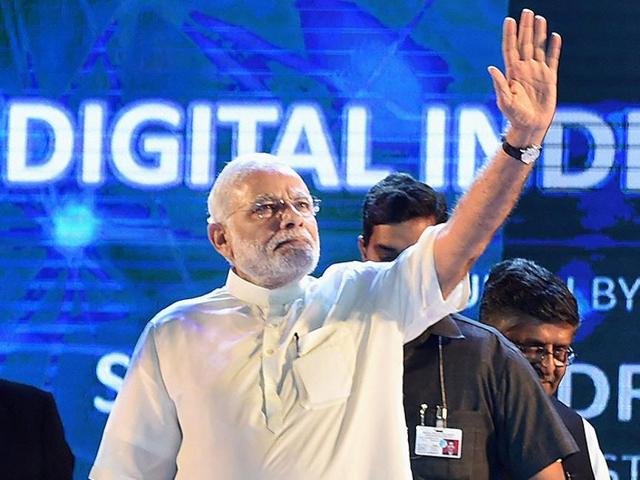 Prime Minister Narendra Modi at the launch of Digital India Week in New Delhi.(PTI Photo)