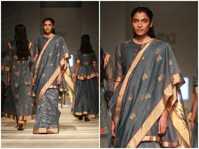 Payal Pratap puts a chanderi twist to her drapes. (Waseem Gashroo/HT Photo)