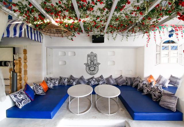Blanco features graffiti wall art and hand-made, umbrella-shaped lamps. (Photo: Blanco)