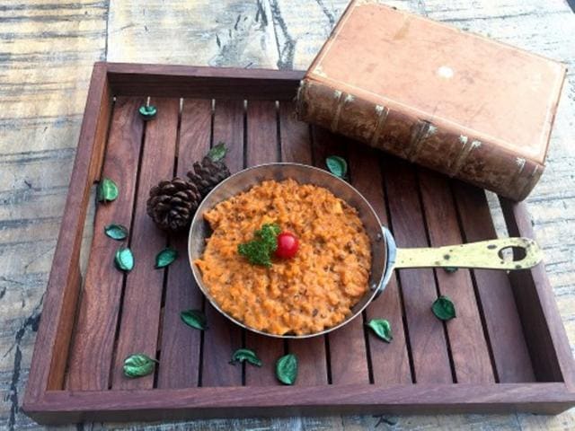 An usual risotto made from dal makhani, cream and cheese. An usual risotto made from dal makhani, cream and cheese.