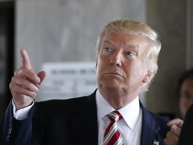 Republican presidential candidate Donald Trump gestures during a campaign stop at the Milwaukee County War Memorial Center in Milwaukee. (AP File Photo) Republican presidential candidate Donald Trump gestures during a campaign stop at the Milwaukee County War Memorial Center in Milwaukee. (AP File Photo)