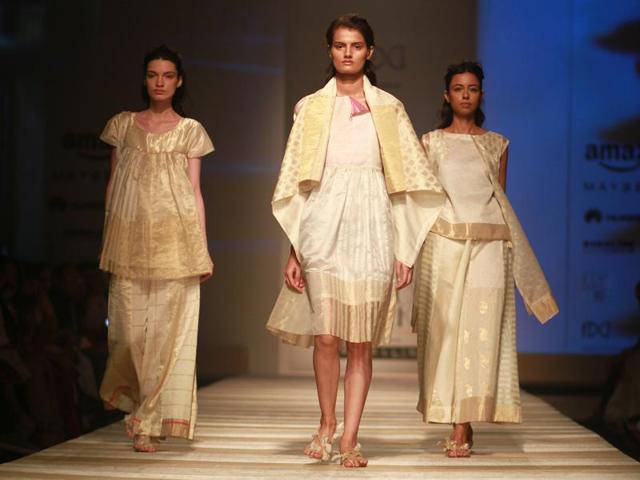 Paromita Banerjee’s interpretation of Chanderi. (Waseem Gashroo/HT Photo) 