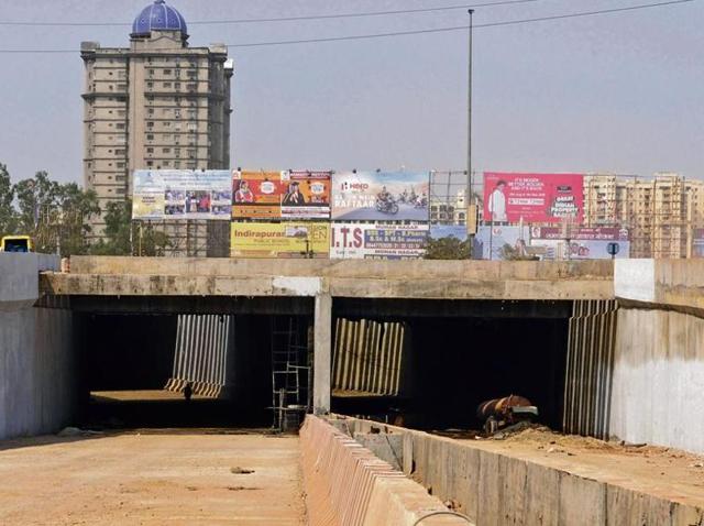 The authority aims to open the underpass, under construction for over two years, before Diwali. (Ishwar Chand/HT Photo) The authority aims to open the underpass, under construction for over two years, before Diwali. (Ishwar Chand/HT Photo)