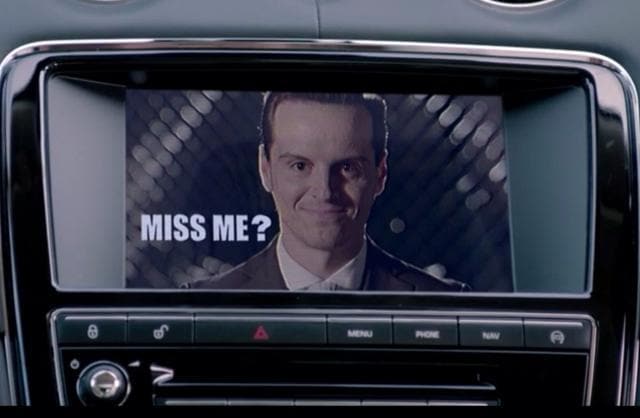 Moriarty’s sinister video appears everywhere in London. Moriarty’s sinister video appears everywhere in London.