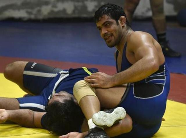 Wrestler Sushil Kumar during a practice session at Chhattarshal Stadium in New Delhi.(Raj K Raj/HT File Photo) Wrestler Sushil Kumar during a practice session at Chhattarshal Stadium in New Delhi.(Raj K Raj/HT File Photo)