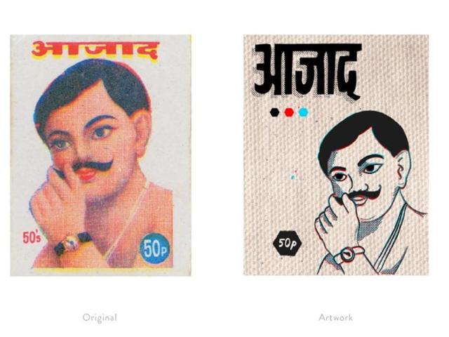 A reinterpretation of a matchbox label featuring freedom fighter Chandra Shekhar Azad. (Photo courtesy: The Maachis Project)