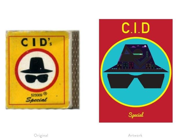 A reinterpretation of a popular matchbox label featuring a design tribute to the TV series CID. (Photo courtesy: The Maachis Project)