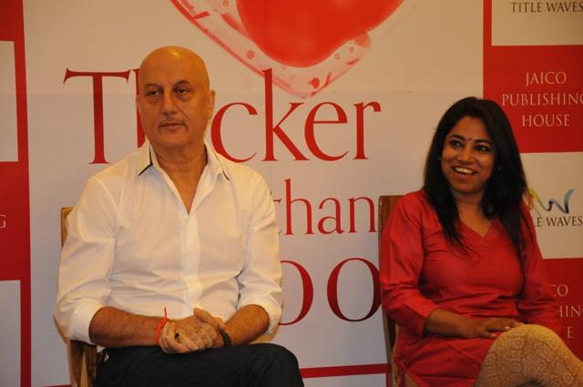Author Munmun Ghosh with Anupam Kher at the Mumbai launch of Thicker Than Blood (Picture courtesy Munmun Ghosh) Author Munmun Ghosh with Anupam Kher at the Mumbai launch of Thicker Than Blood (Picture courtesy Munmun Ghosh)