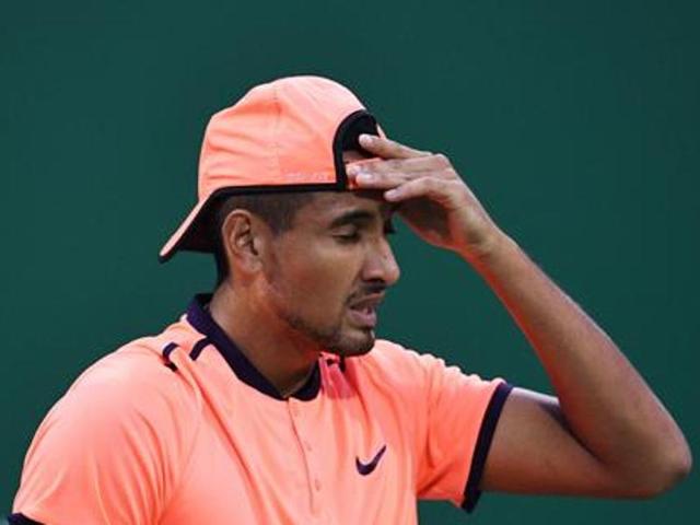 Last year, Kyrgios received a one-month suspended ban for making derogatory comments about Wawrinka’s girlfriend to the Swiss during a match. (AP) Last year, Kyrgios received a one-month suspended ban for making derogatory comments about Wawrinka’s girlfriend to the Swiss during a match. (AP)