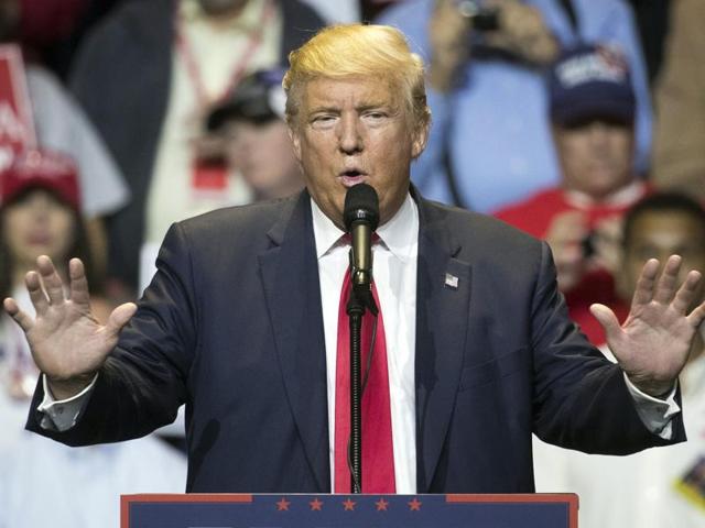 Republican presidential candidate Donald Trump speaks during a campaign rally in Cincinnati.(AP Photo)