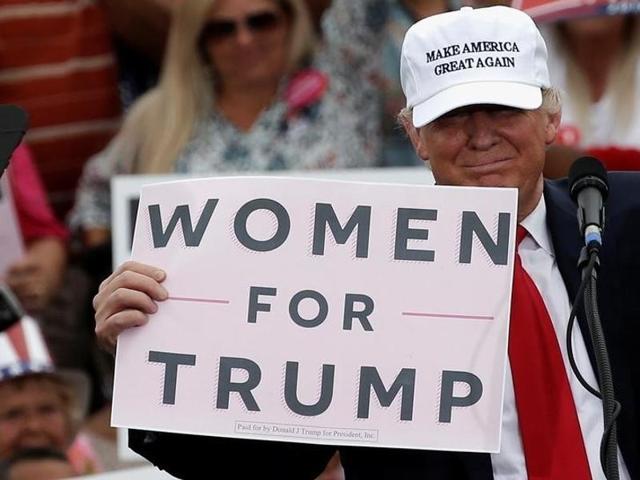 Women protesting against US presidential hopeful Donald Trump outside the Trump Towers, Manhattan, October 13. (PTI) Women protesting against US presidential hopeful Donald Trump outside the Trump Towers, Manhattan, October 13. (PTI)
