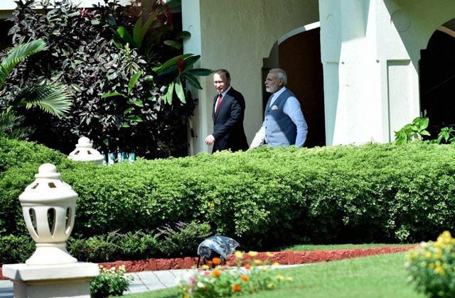 PM Modi and the President Putin proceed for media statement and MoU exchanges after the 17th India-Russia annual summit (PTI) PM Modi and the President Putin proceed for media statement and MoU exchanges after the 17th India-Russia annual summit (PTI)