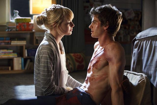 Emma and Andrew in a still from The Amazing Spider Man.