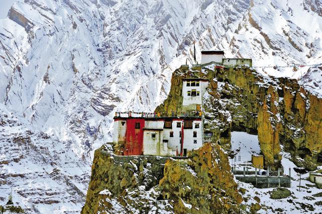 The Buddhist temple of Dhanker Gompa in Spiti The Buddhist temple of Dhanker Gompa in Spiti