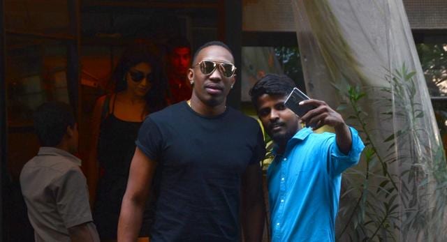 Dwayne with Shriya Saran outside a restaurant (Viral Bhayani) Dwayne with Shriya Saran outside a restaurant (Viral Bhayani)