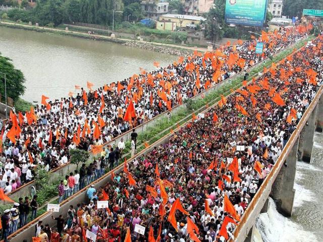 People participate in a protest by Maratha Karnti Morcha against Kopardi Rape case in Nashik.(PTI file photo)