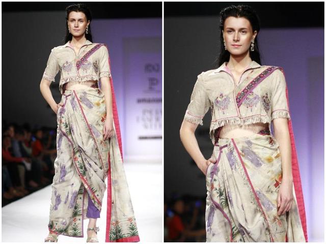 Designer Poonam Dubey’s collection saw the amalgamation of modern and mughal art.