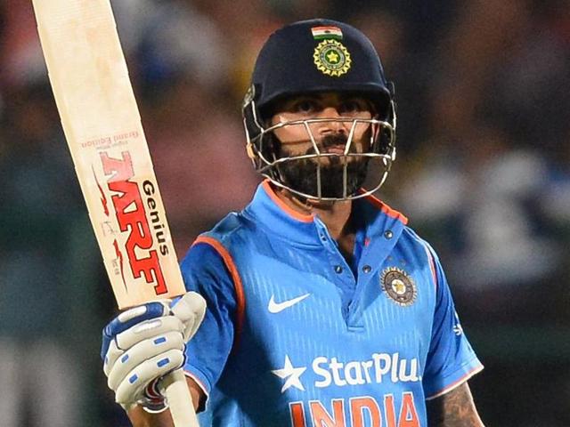 Virat Kohli of Indian team play a shot against New Zealand.(Ravi Kumar?HT Photo) Virat Kohli of Indian team play a shot against New Zealand.(Ravi Kumar?HT Photo)