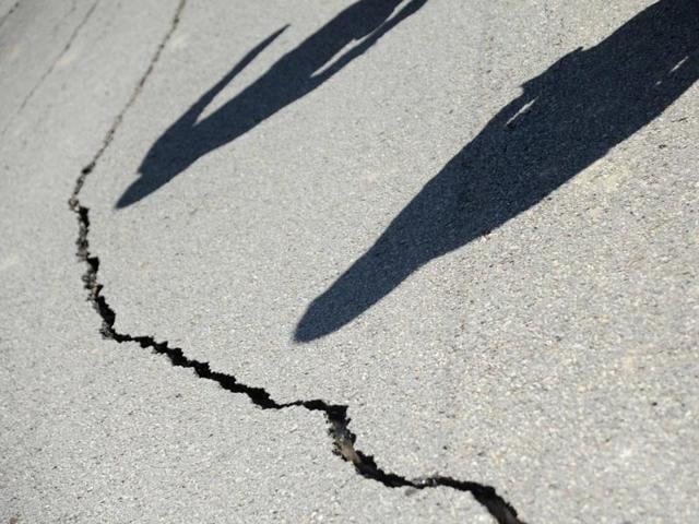 A file picture of a crack developed on the road following a powerful earthquake. (AFP Photo) A file picture of a crack developed on the road following a powerful earthquake. (AFP Photo)