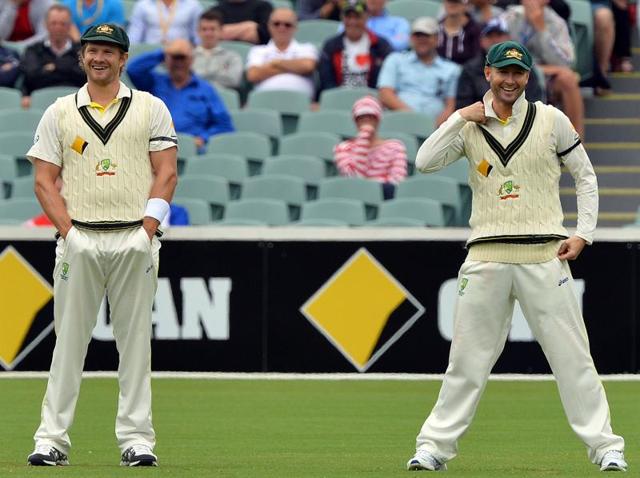 Michael Clarke had a stormy relationship with Shane Watson after Australia’s 4-0 loss to India in 2013. (AFP) Michael Clarke had a stormy relationship with Shane Watson after Australia’s 4-0 loss to India in 2013. (AFP)