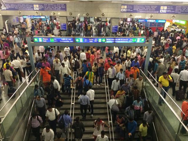The stations have now been designed to keep the crowd segregated at frisking points and ticket counters.(Sunil Saxena /HT FILE) The stations have now been designed to keep the crowd segregated at frisking points and ticket counters.(Sunil Saxena /HT FILE)