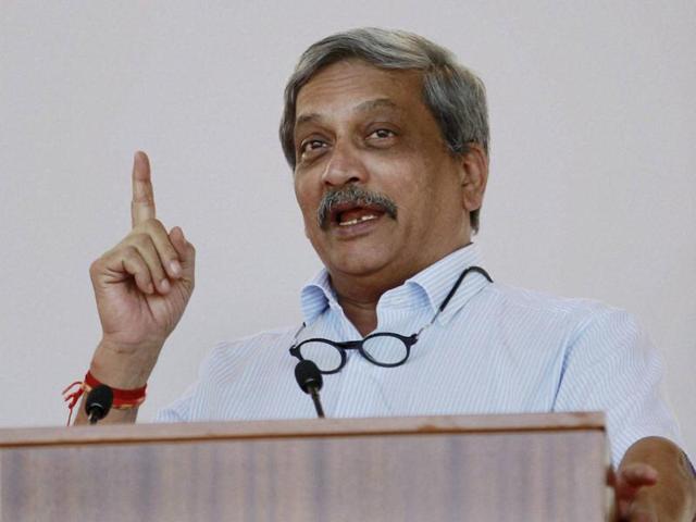 Defence minister Manohar Parrikar speaks at the inaugural ceremony of a unique initiative aimed at creating awareness about the Indian Army in Ahmedabad on Monday.(PTI)