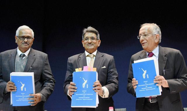 Chairman of the Supreme Court Committee on Reforms in Cricket Justice (retd.) R M Lodha with members Justice Ashok Bhan (R) and Justice R V Raveendran. (PTI Photo) Chairman of the Supreme Court Committee on Reforms in Cricket Justice (retd.) R M Lodha with members Justice Ashok Bhan (R) and Justice R V Raveendran. (PTI Photo)