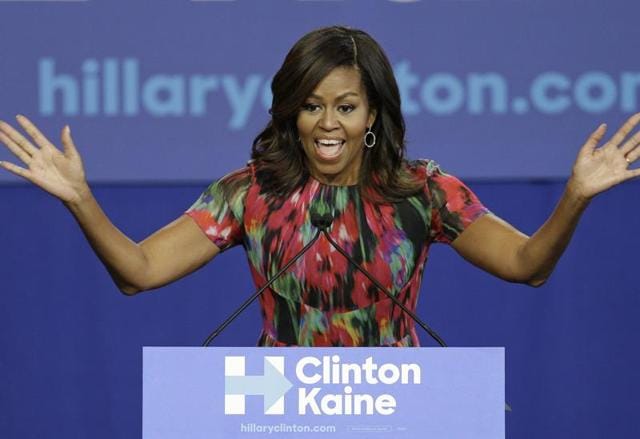 A file photo of first lady Michelle Obama speaking during a campaign rally for Democratic presidential candidate Hillary Clinton in Charlotte, North Carolina. (AP Photo) A file photo of first lady Michelle Obama speaking during a campaign rally for Democratic presidential candidate Hillary Clinton in Charlotte, North Carolina. (AP Photo)