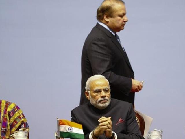 File photo of 2014 SAARC summit. Bhutan's Prime Minister Tshering Tobgay (L), India's Prime Minister Narendra Modi (C), Pakistan's Prime Minister Nawaz Sharif (C, standing). (Reuters) File photo of 2014 SAARC summit. Bhutan's Prime Minister Tshering Tobgay (L), India's Prime Minister Narendra Modi (C), Pakistan's Prime Minister Nawaz Sharif (C, standing). (Reuters)