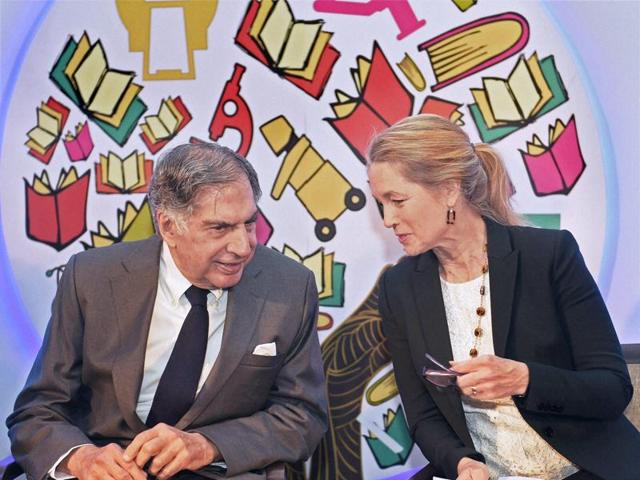 Chairman of TATA trusts Ratan Tata and President & CEO Sustainable Health care Solutions GE Health care Terri Bresenham in Mumbai on Monday.(PTI) Chairman of TATA trusts Ratan Tata and President & CEO Sustainable Health care Solutions GE Health care Terri Bresenham in Mumbai on Monday.(PTI)