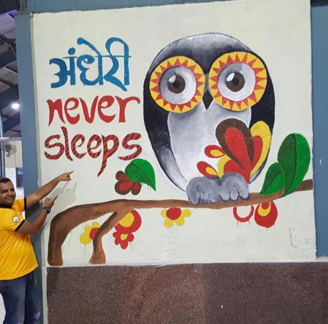 The station features paintings with social themes such as water conservation, cleanliness and environmental conservation, among others. (Vidya Subramanian/HT Photo ) The station features paintings with social themes such as water conservation, cleanliness and environmental conservation, among others. (Vidya Subramanian/HT Photo )