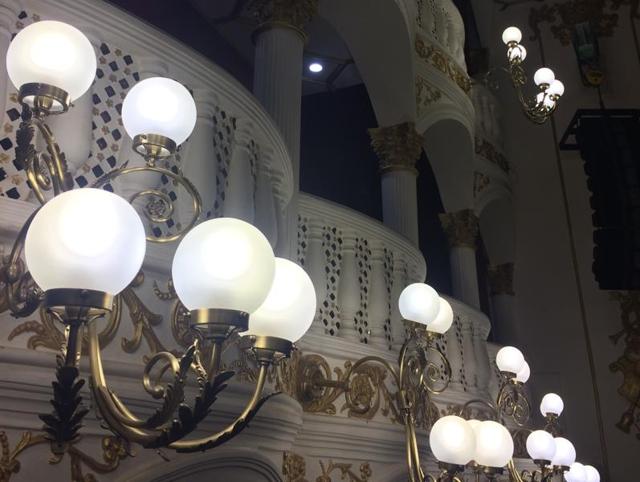 Lamps on the intricately designed sconces light up the venue. (Aalok soni/ht photo) 