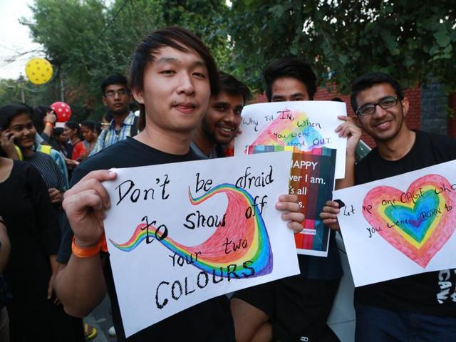 Students and activists from the Capital took to the streets of North Campus during IIT Delhi’s LGBT pride parade.(Amal KS/HT Photo)