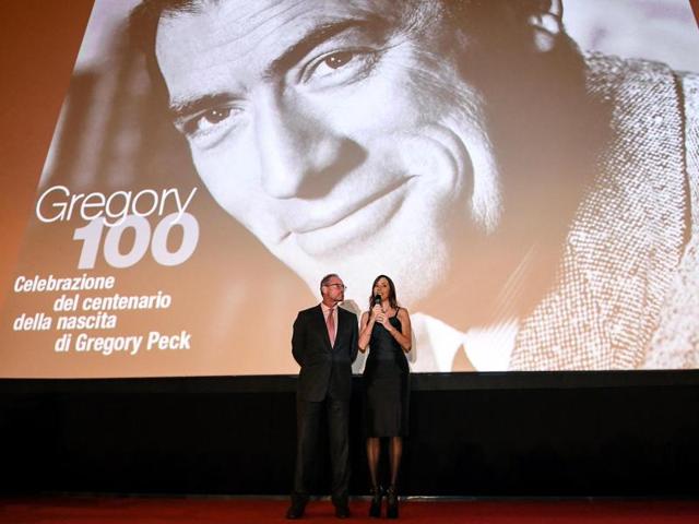 Cecilia and Anthony Peck, daughter and son of US actor Gregory Peck, pose for a photo prior to the screening of the 1953 movie Roman Holiday. (AP) Cecilia and Anthony Peck, daughter and son of US actor Gregory Peck, pose for a photo prior to the screening of the 1953 movie Roman Holiday. (AP)