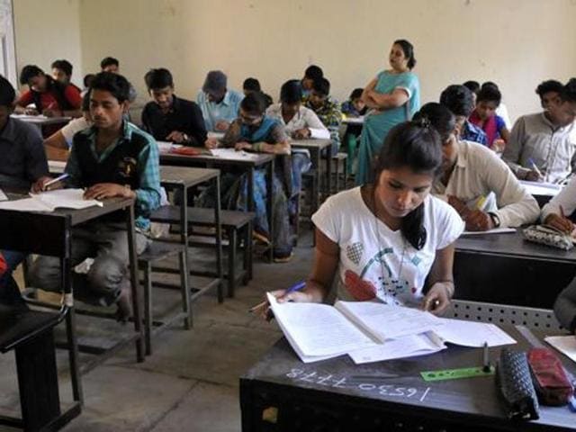 Students appear for the Class 10 board exam in Indore, on March 2, 2016. (Arun Mondhe / HT Photo) Students appear for the Class 10 board exam in Indore, on March 2, 2016. (Arun Mondhe / HT Photo)